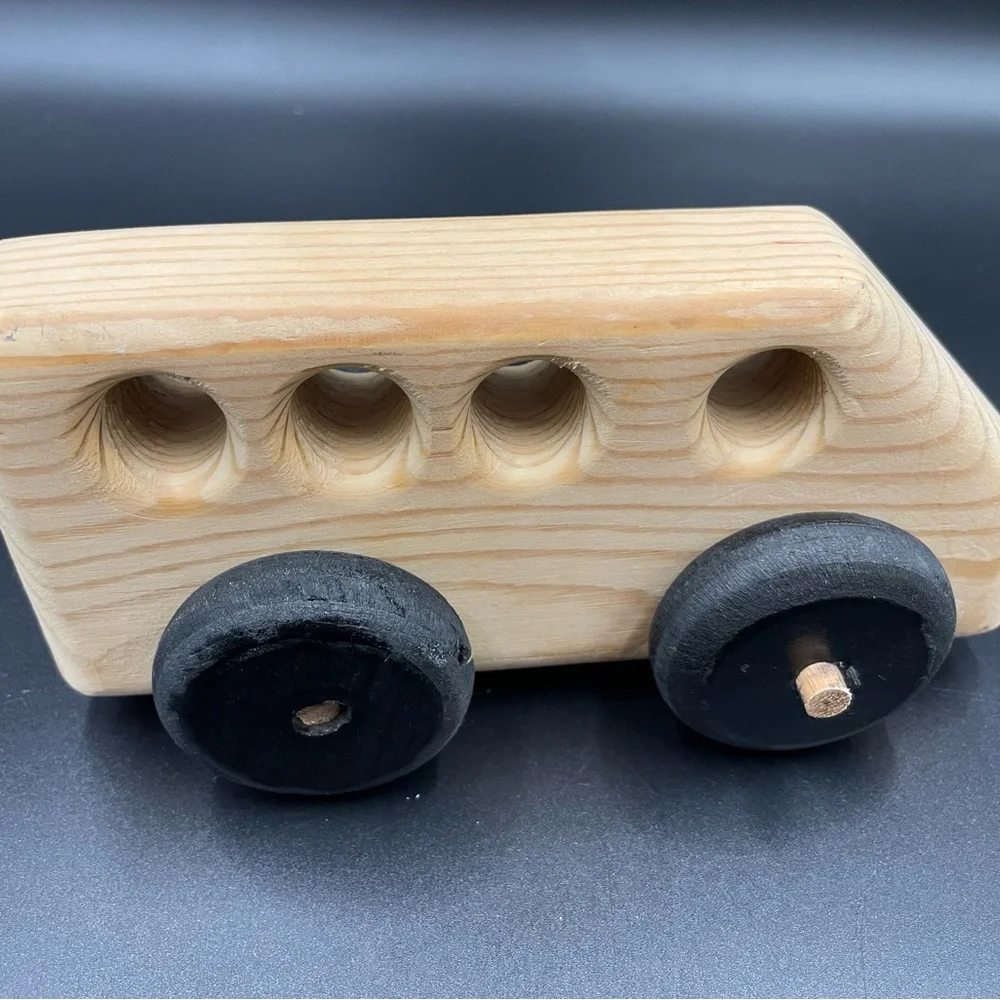 Handmade maple wood Classic wooden 3.5” x 8” Toy Bus